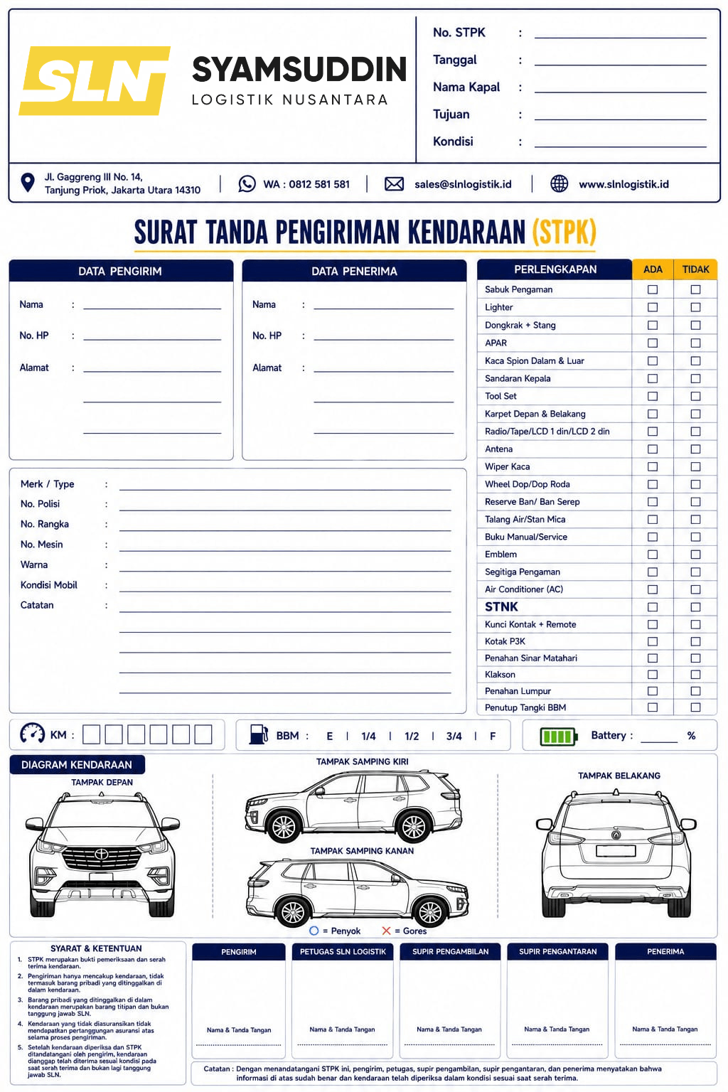 Kirim Mobil Jakarta Balikpapan Formulir STPK Kirim Mobil Balikpapan